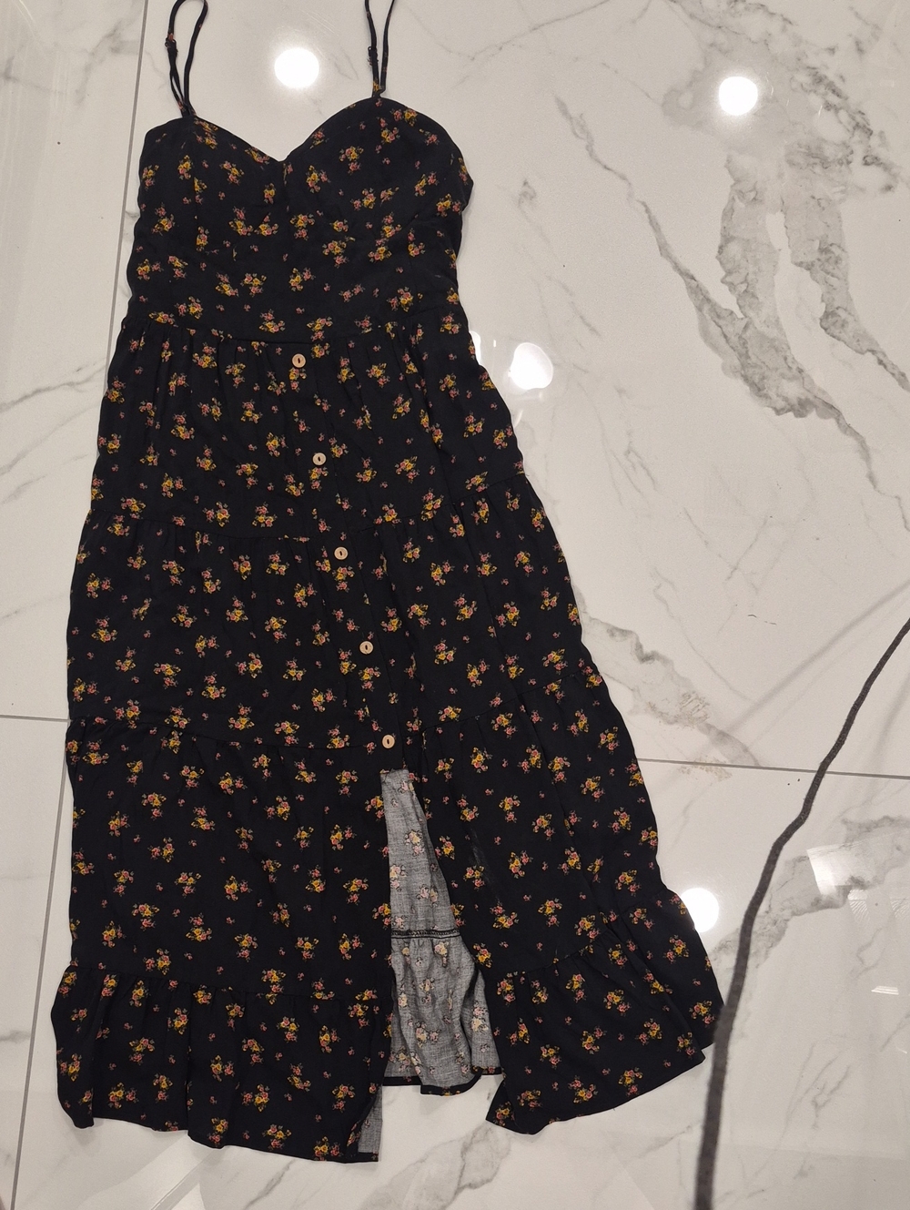 Band of Gypsies Black Floral Button-Front Sundress